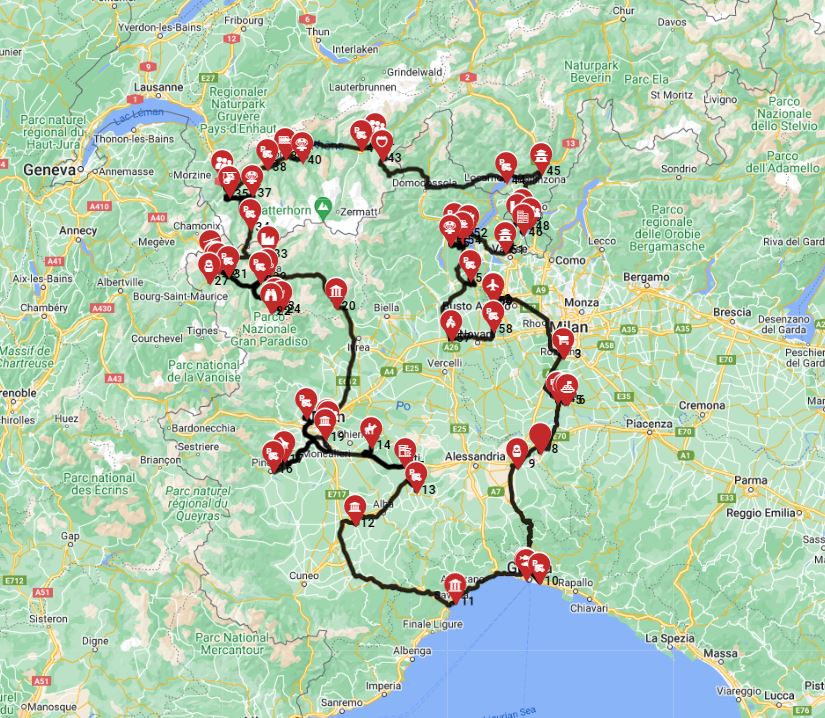Milano Roundtrip - South West - West Italy South Switzerland